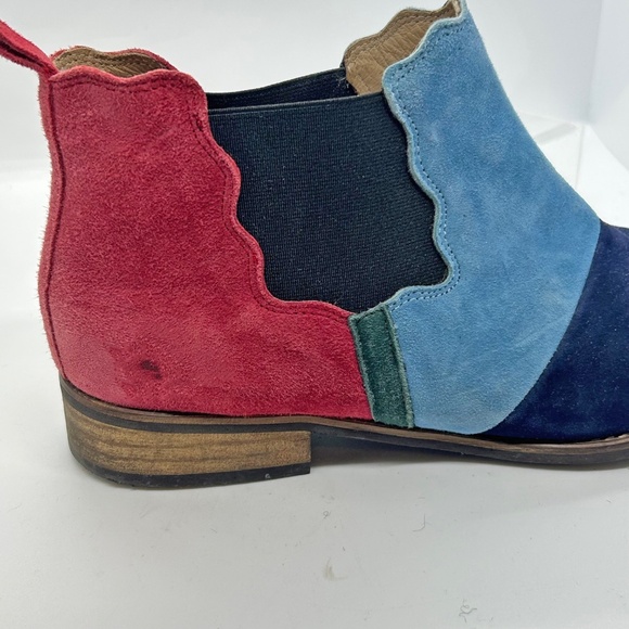 Anthropologie Patchwork Colourblock Chelsea Suede Boots, Size 39 - Picture 8 of 8